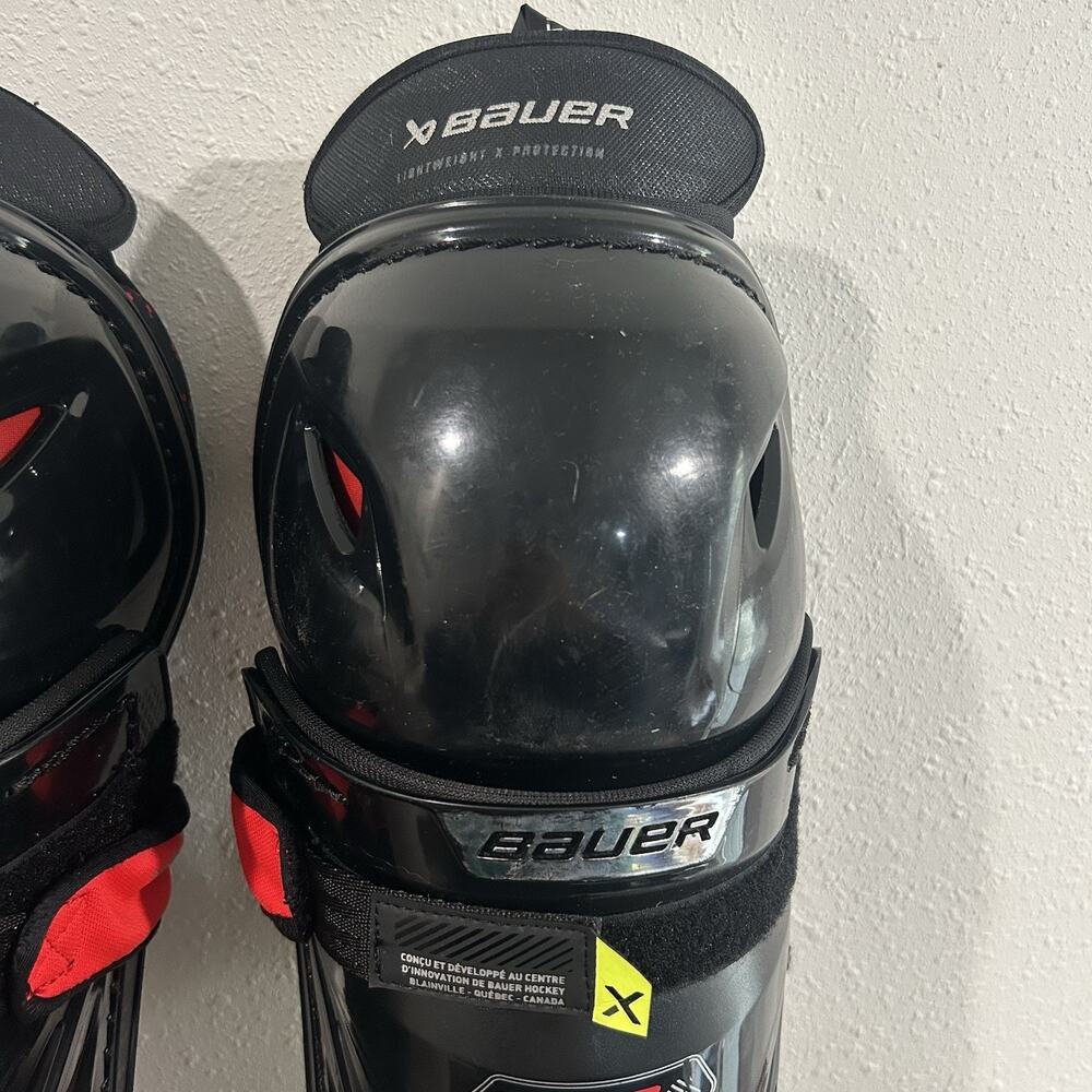 Bauer Vapor XE Shin Guards Senior Size 15 SR 15” Hockey Leg Protection Black Red - Picture 3 of 13